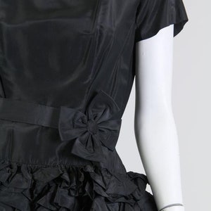 1950S PAULA WHITNEY Black Haute Couture Silk Taffeta Amazing Ruffled Poof Ball Skirt Cocktail Dress image 9