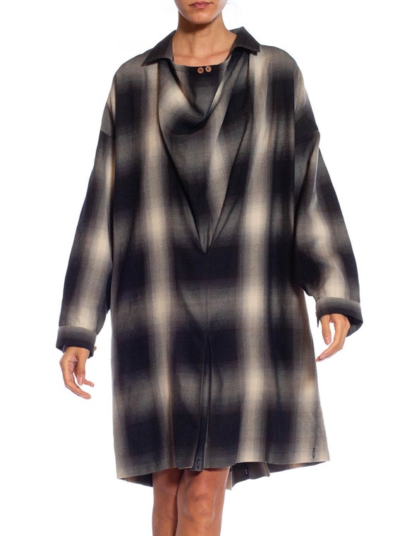 1980S ISSEY MIYAKE Black & White Plaid Oversized … - image 1