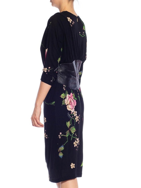 2000S ROBERTO CAVALLI Black Floral Rayon Jersey &… - image 8