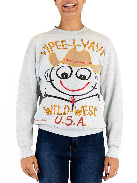 1990S Gray Poly/Cotton Wild West Sweatshirt Top