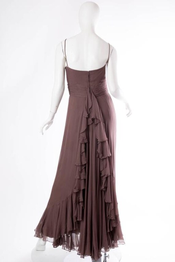 1970S MALCOLM STARR Chocolate Brown Silk Chiffon … - image 3