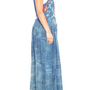 MORPHEW COLLECTION Floral Embroidered Cotton Denim & African Indigo Maxi Duster image 4