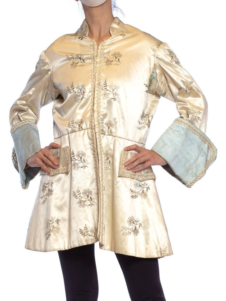 Real Vintage Search Engine 1940S White Rayon Satin Mens Floral Embroidered Frock Coat Jacket From France $488.00 AT vintagedancer.com