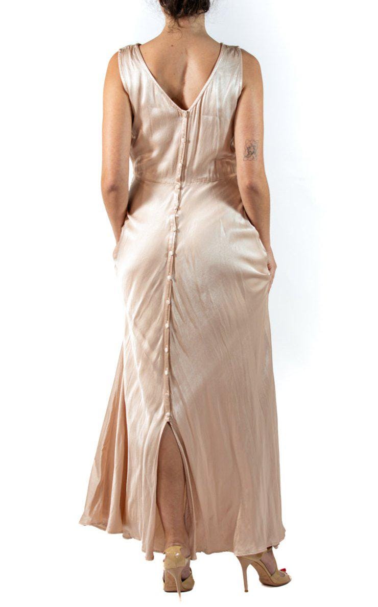 ghost champagne dress 1990s GHOST Champagne Viscose Crepe Back Satin Gown