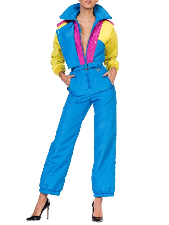 1980S Neon Hot Pink , Aqua & Yellow Nylon Puffer S
