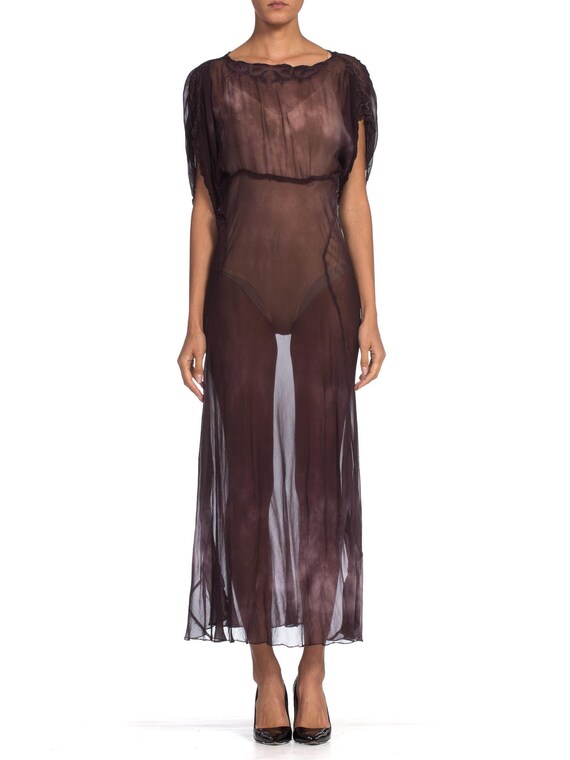1930s - Silk Chiffon Bias Sheer Tie Dye Reworked D