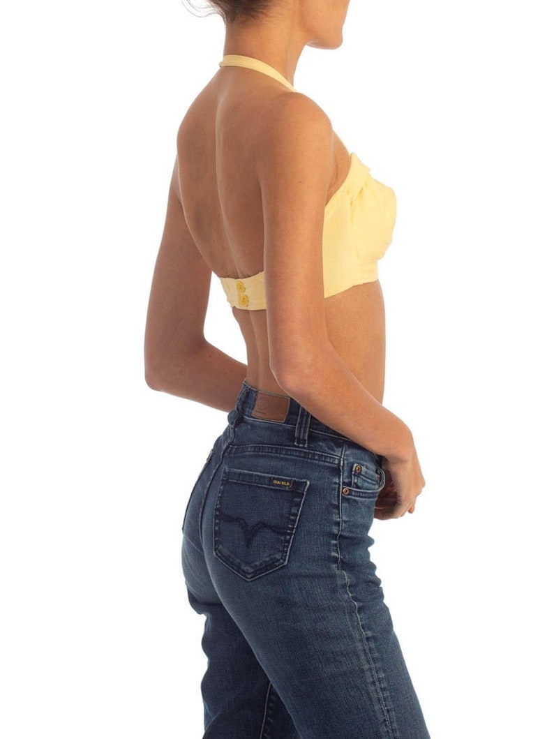 1940S Yellow Cotton Halter Bra Top