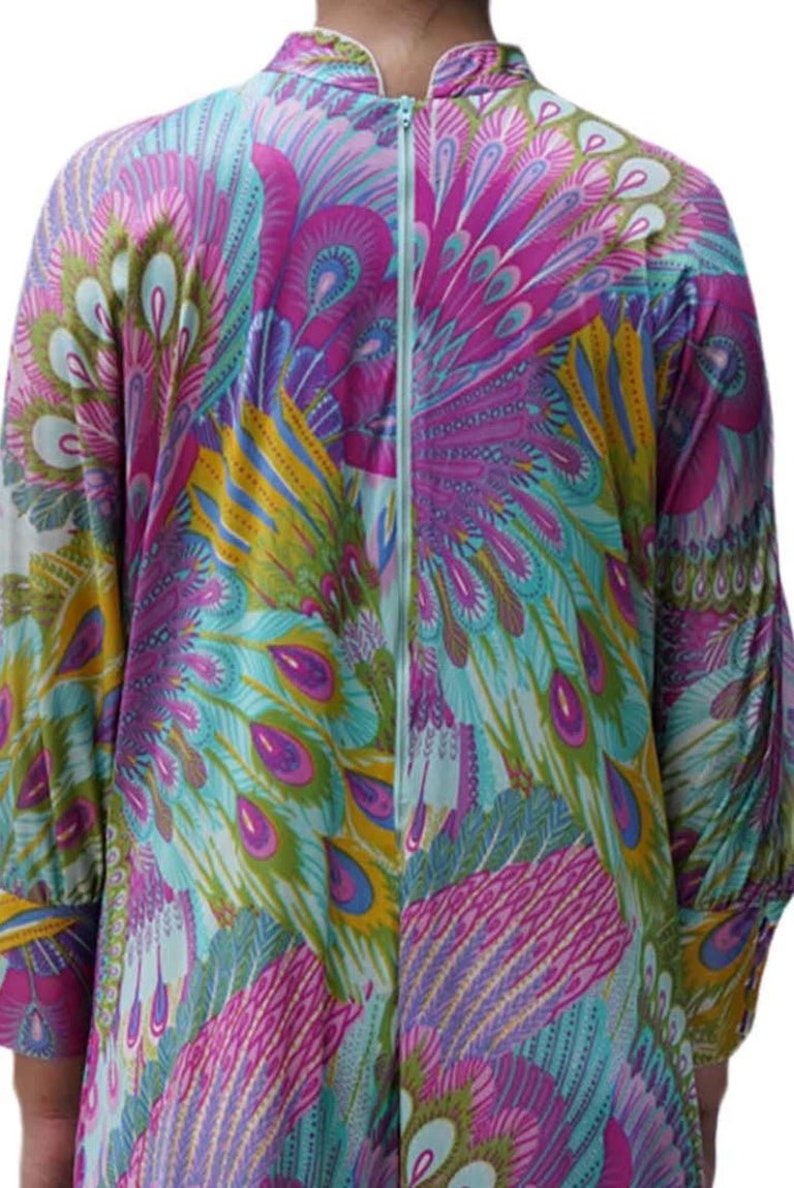 1970S Multicolor Peacock Print Jumpsuit image 8