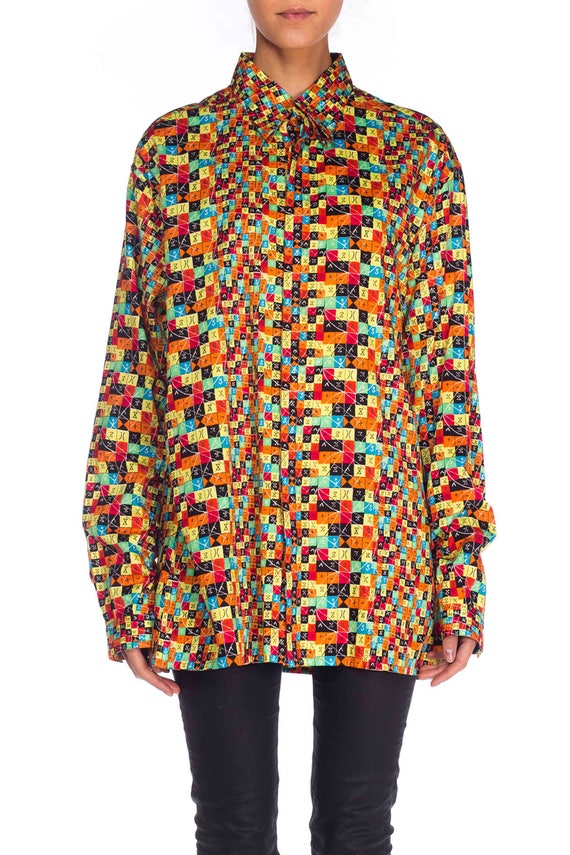 1990S GIANNI VERSACE Multicolor Printed Cotton "S… - image 5