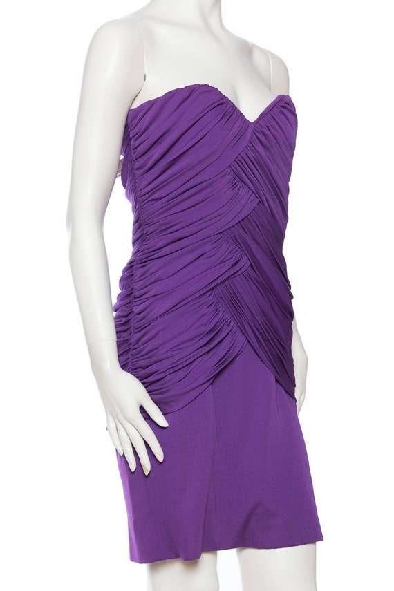 1980S FABIAN MOLINA Purple Rayon Jersey Draped Str