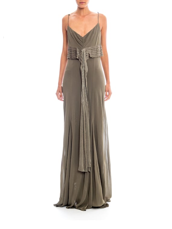 1990s Ghost Silk Chiffon Gown Size: XS-S