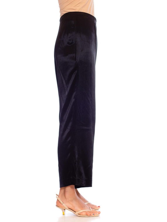 1980S Valentino Black Silk Crepe Back Satin Pants - image 2