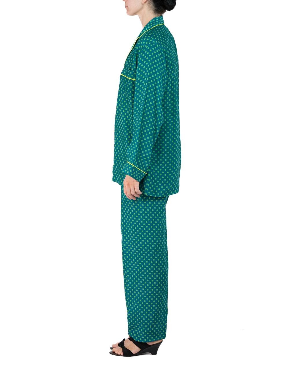 Pyjamas Strings Morphew Collection Sea Green Polka Dot Print Cold Rayon Bias Draw ...