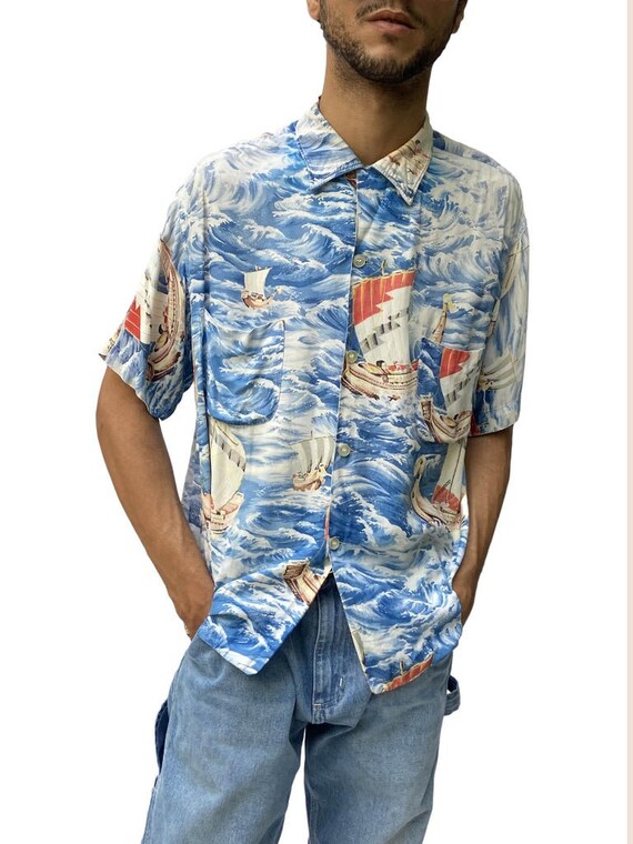 1950s-pennys-blue-waves-rayon-sailboats-hawaiian-shirt-gem