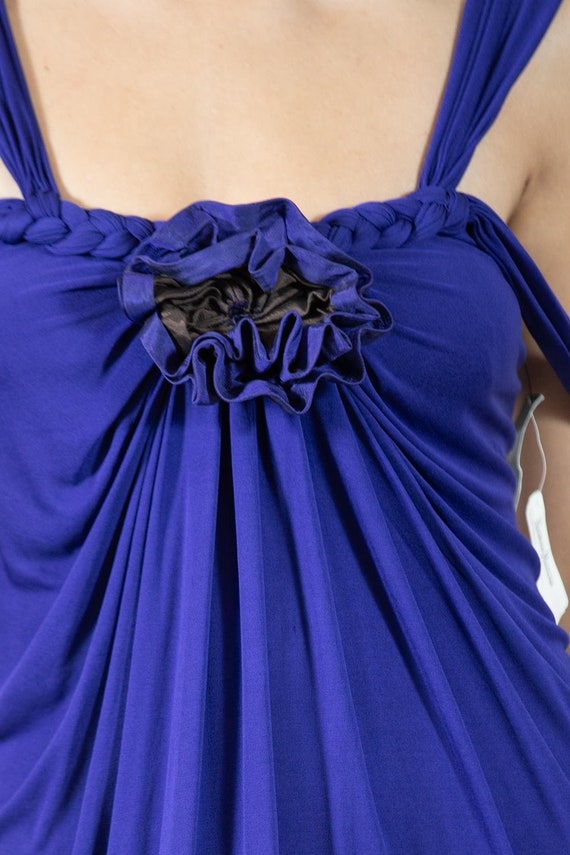 1990S Donna Karan Purple Rayon Draped Dress With … - image 7