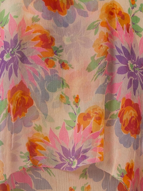 1930S Silk Mousseline Bright & Colorful Floral Pu… - image 5