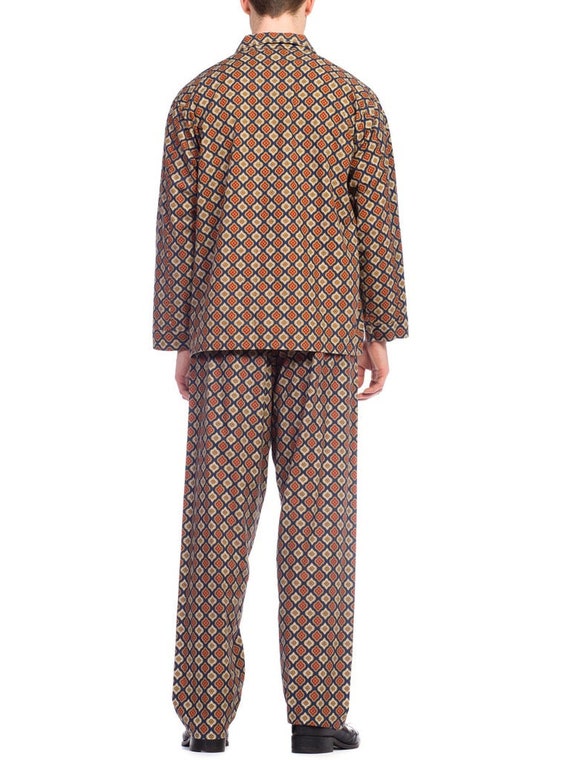 1960S Foulard Printed Cotton Men's Pajamas Set 