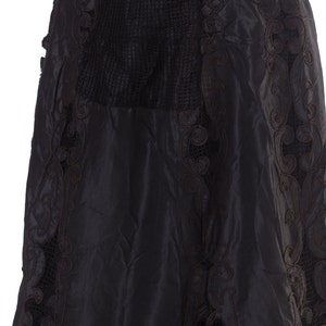 1800S Black Victorian Silk & Lace Tiered Skirt With Appliqués image 4