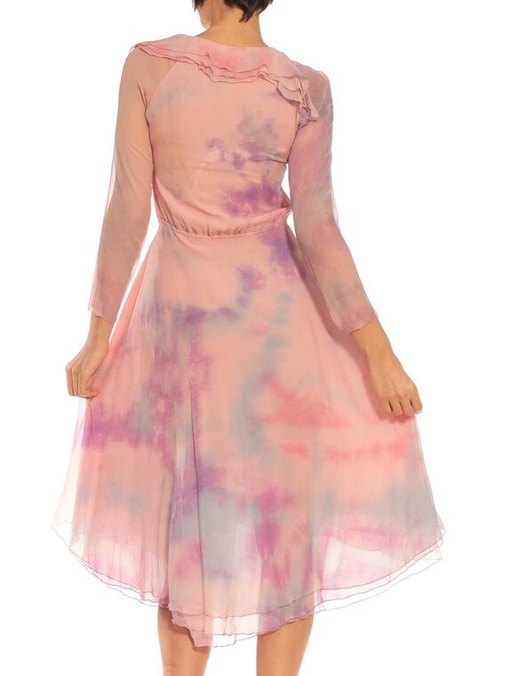 1970S Stephen Burrows Pink Tie Dyed Silk Chiffon … - image 7