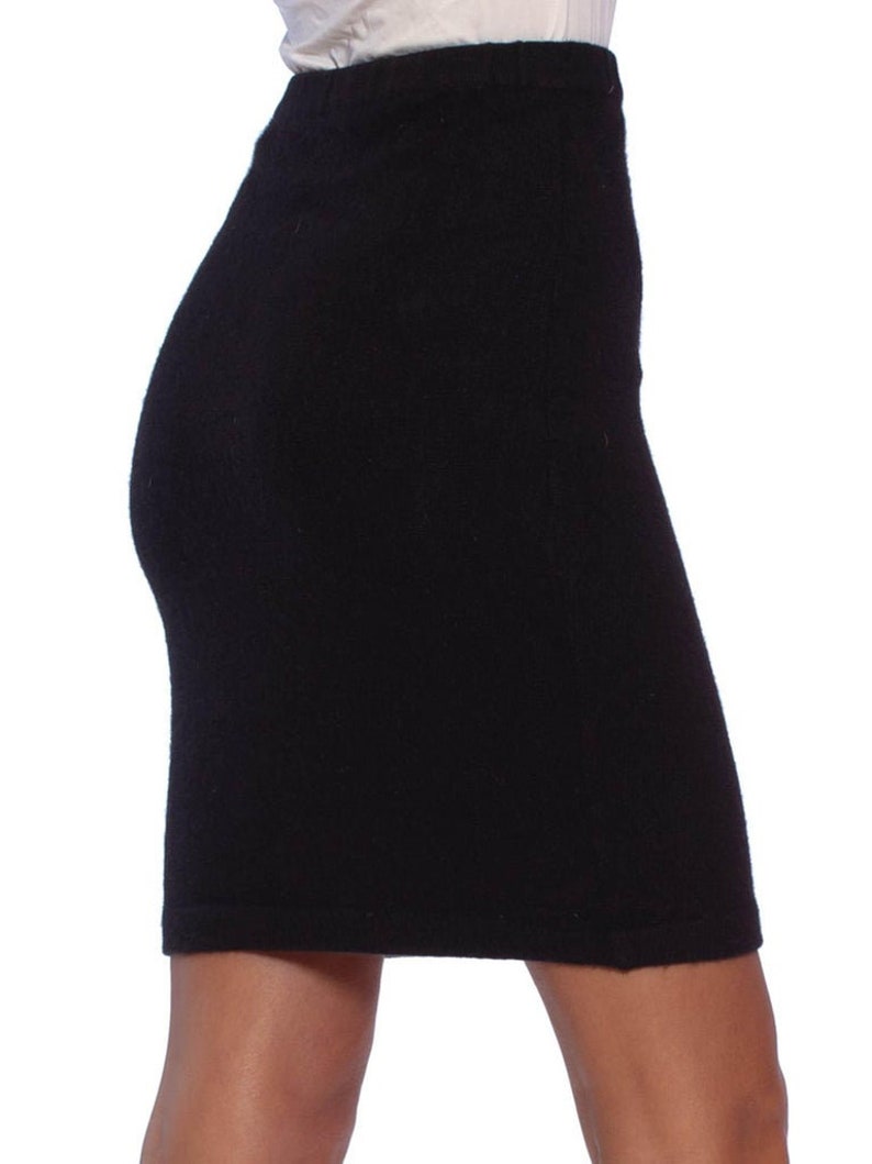 1990S CHANEL Black Cashmere Knit Long Pencil Skirt image 5