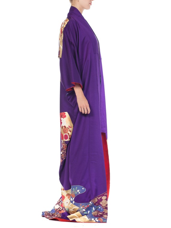 1970S Royal Purple & Gold Japanese Silk  Kimono - image 5