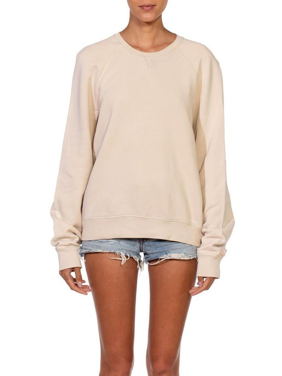 1990S PRADA Cream Cotton Long Sleeve Sweatshirt S… - image 1