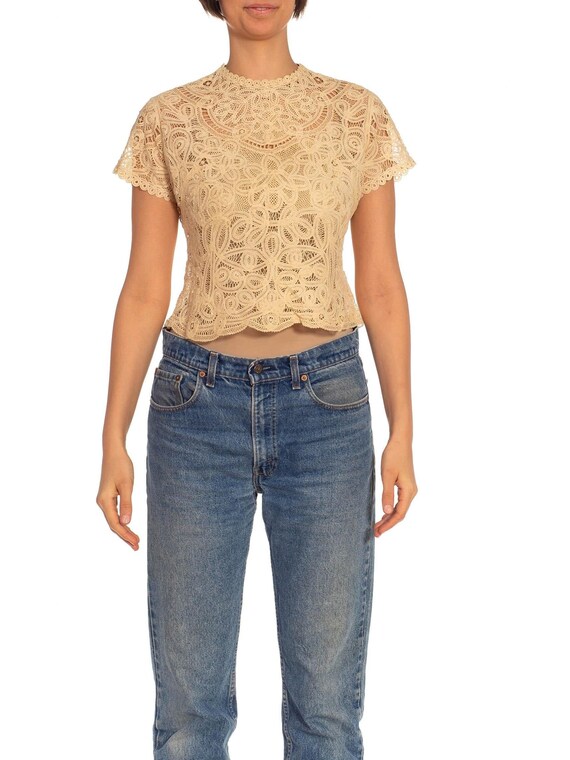 Adelina Battenberg Lace Top in Cream main image 0