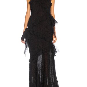 Yves Saint Laurent 1980s Strapless Floral Silk Organza