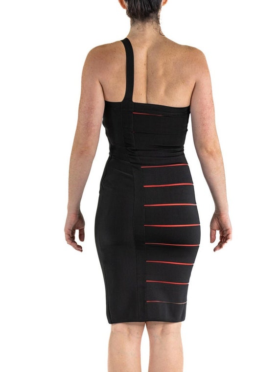 1990S Herve Leger Black  Red Rayon Blend Body-Con… - image 7