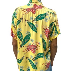 1940S Blocks Yellow Tropical Rayon Silk Crabs Shirt image 7