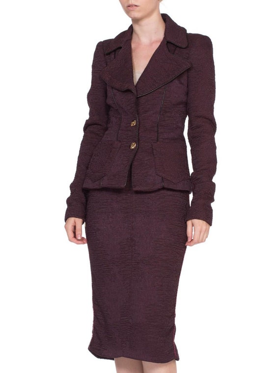 1990'S ROBERTO CAVALLI Plum Purple Skirt Suit - image 8