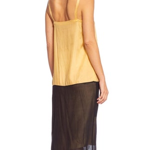 1920'S Yellow & Black Silk Chiffon Slip Dress Meant To Be Worn Under An Evening Top image 5