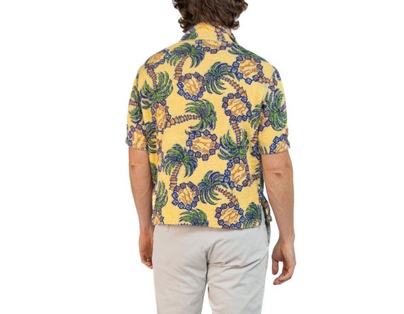 1950S Yellow Cotton Terry Cloth Men's Tropical Sh… - image 4