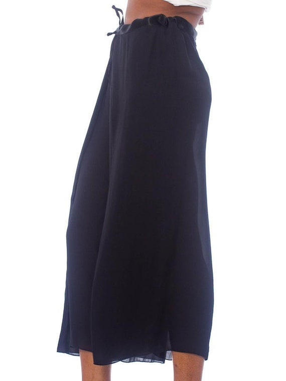 1990S Black Silk Chiffon Adjustable Wrap Pants - image 2