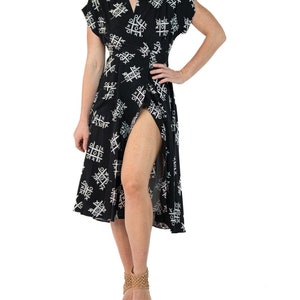 Morphew Collection Black & White Tic Tac Toe Novelty Print Cold Rayon Bias Dress Master Medium image 6