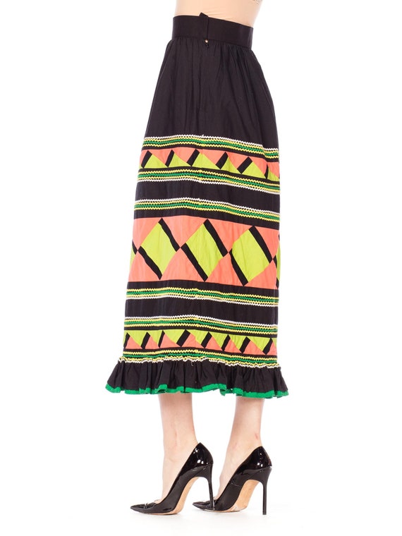 1970S Black Patchwork Cotton Seminole  Skirt With… - image 4