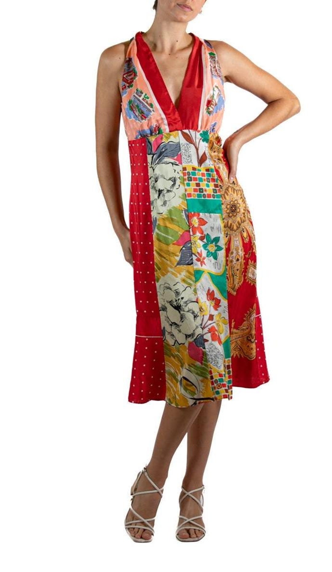 00's Groovy Multi Color Silk Cocktail Dress by Laundry By Shelli Sega main image 0