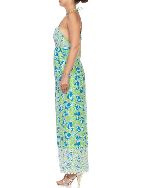 1970S Lilly Pulitzer Green Blue Poly/cotton Wrap Halter Back Dress - Etsy