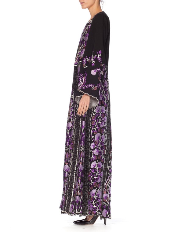 1970S Purple Embroidered  Metallic Floral Dress - image 7