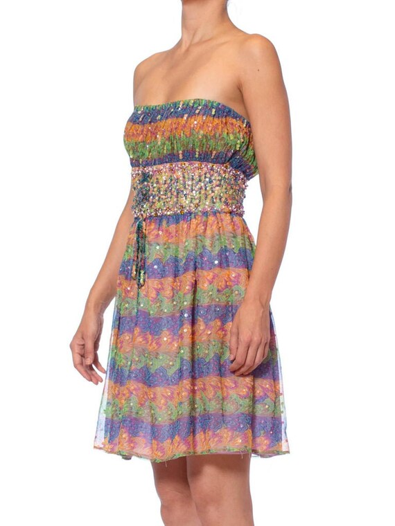 1960S VALENTINA Rainbow Psychedelic Polyester Chi… - image 2
