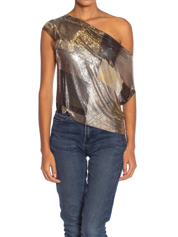 MORPHEW COLLECTION Gunmetal Patchwork Metal Mesh … - image 3