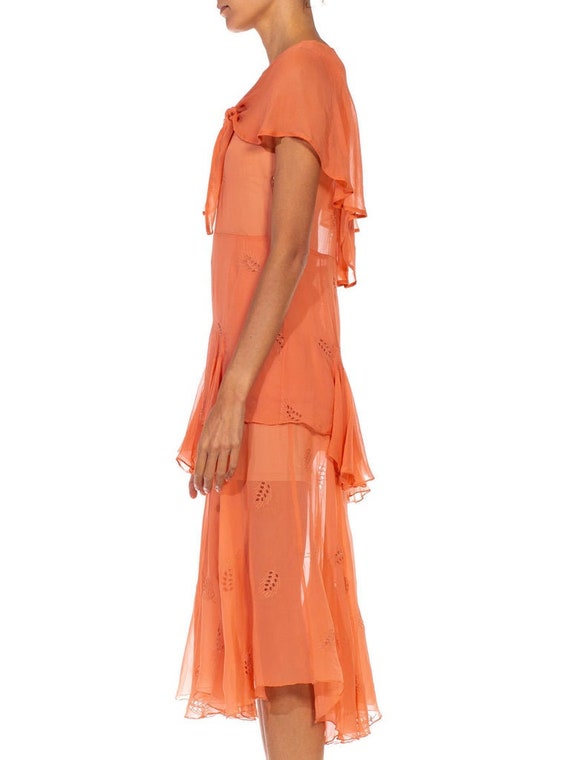 1920S Peach Silk Chiffon Lightweight Easy Summer … - image 2