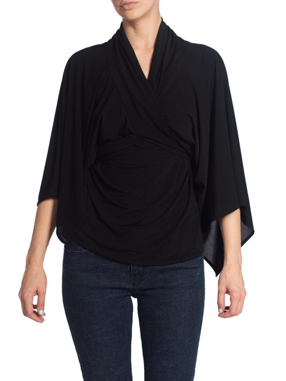 1980S Norma Kamali Style Black Jersey Draped Overs