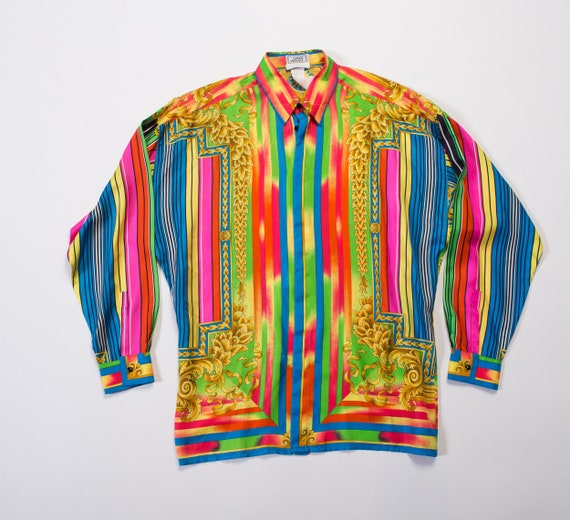 1990S GIANNI VERSACE Rainbow Silk Men's Baroque P
