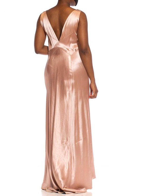 1930S Pink Bias Cut Silk Double Faced Satin Gown … - image 10