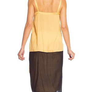 1920'S Yellow & Black Silk Chiffon Slip Dress Meant To Be Worn Under An Evening Top image 8