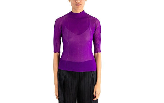 1990S ISSEY MIYAKE Purple Sheer Polyester Chiffon… - image 1