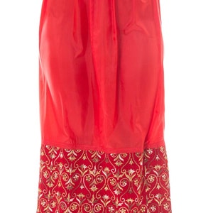 1960S Red Silk Satin Cocktail Dress Covered In Medieval Style Metallic Gold Embroidery image 7