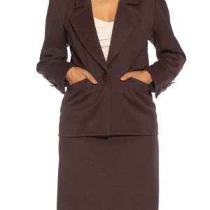 1980S Yves Saint Laurent Brown Haute Couture Wool Skirt Suit image 7