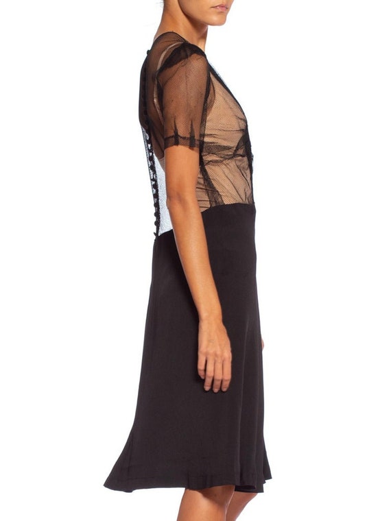 1940S Black Silk Bias & Net Dress - image 3
